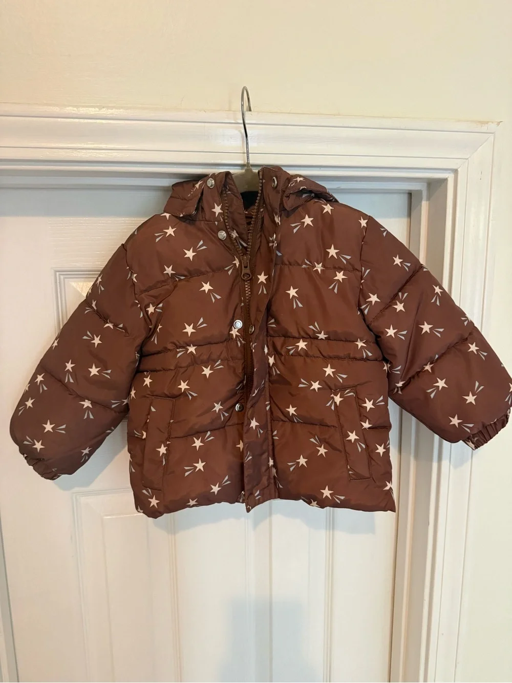 Rylee + Cru Puffer Jacket in Brown Shooting Stars